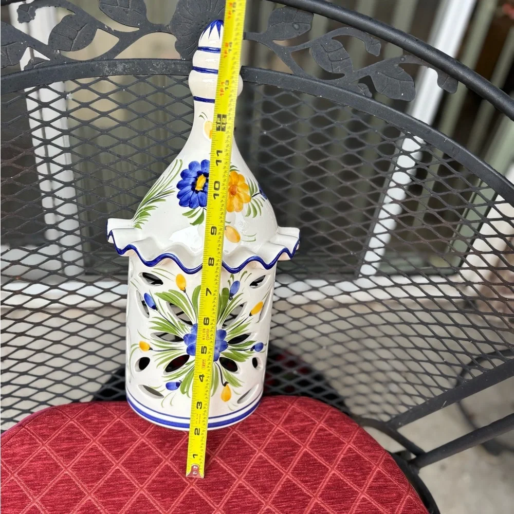 Rare and Unique Floral Ceramic candle sconces, set of 2 from Portugal